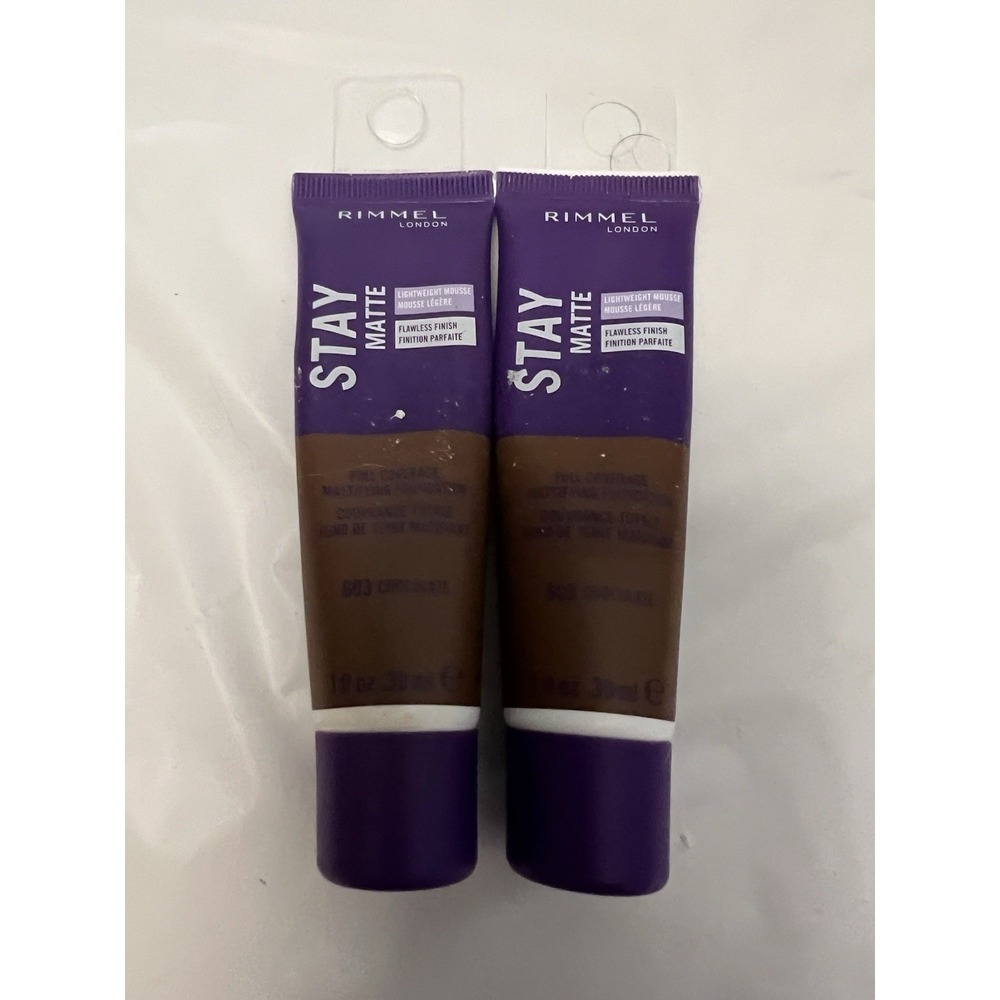 Rimmel London Foundation Stay Matte 603 Chocolate 1 Oz Full Coverage‎ Lot Of 2